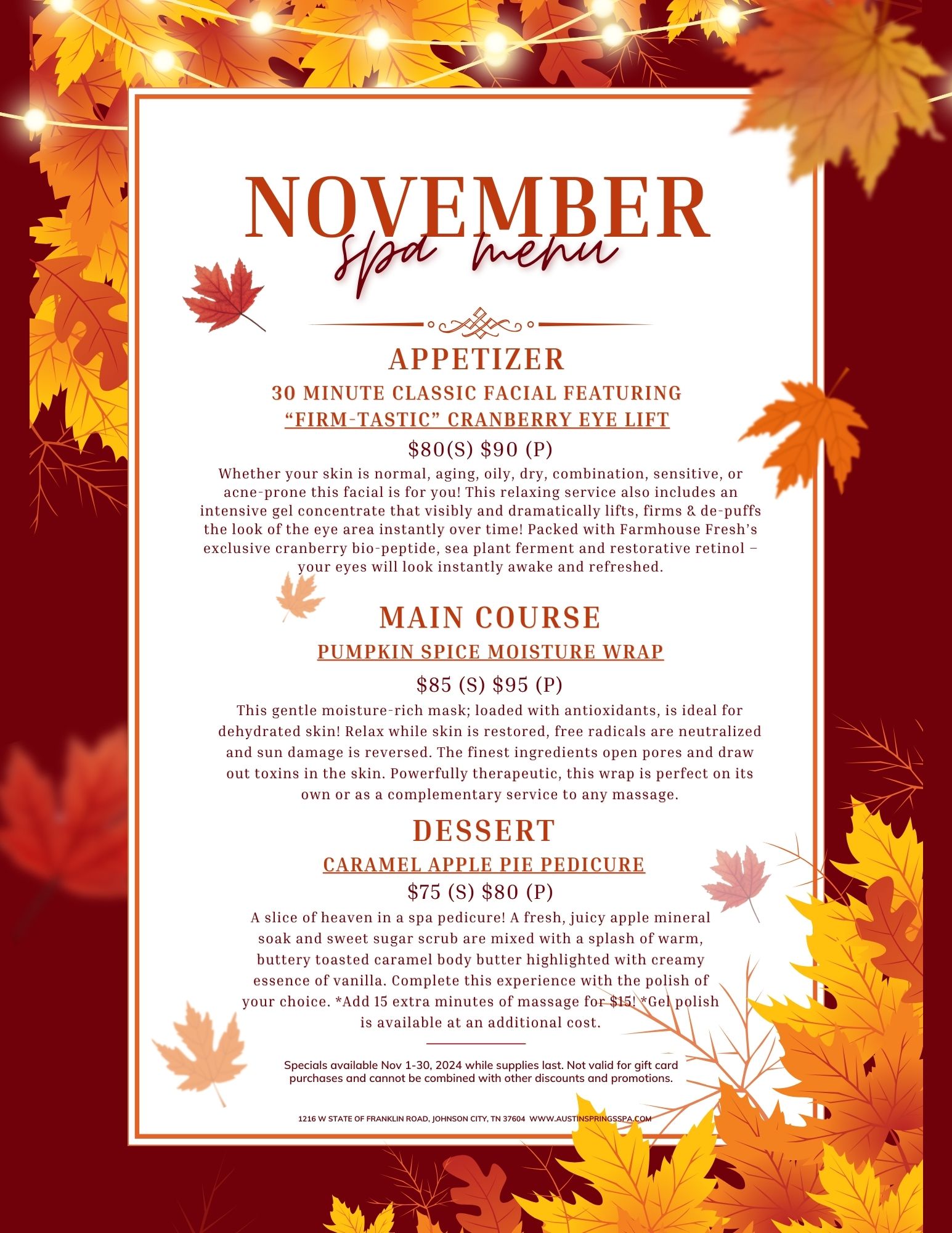 November 2024 Spa Specials